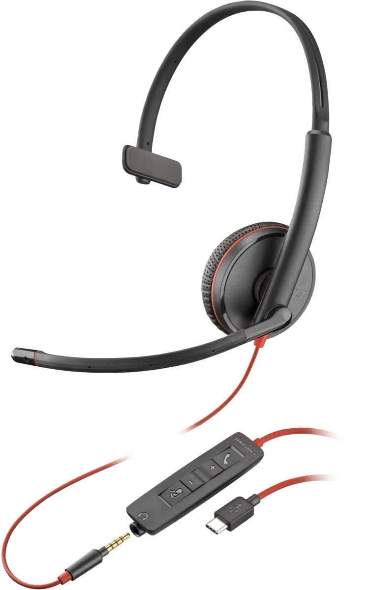 Poly Blackwire C3215 - Casque mono USB monaural avec étui de transport - 80S05AA - 80S05AA