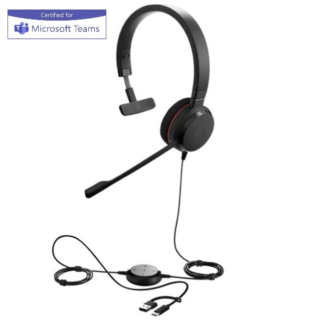 Jabra Evolve 20 SE - Casque filaire mono USB-C/A certifié Teams - 4993-823-369