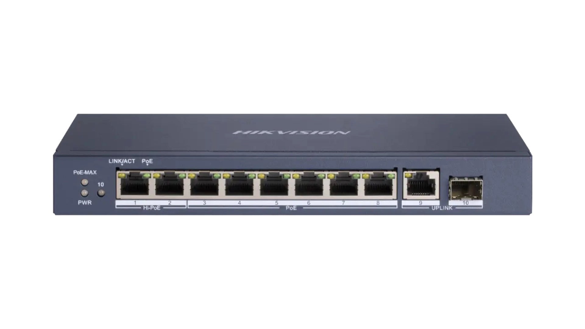 Switch Hikvision L2 8 Ports Hi-PoE 110W avec 1 RJ45 et 1 SFP