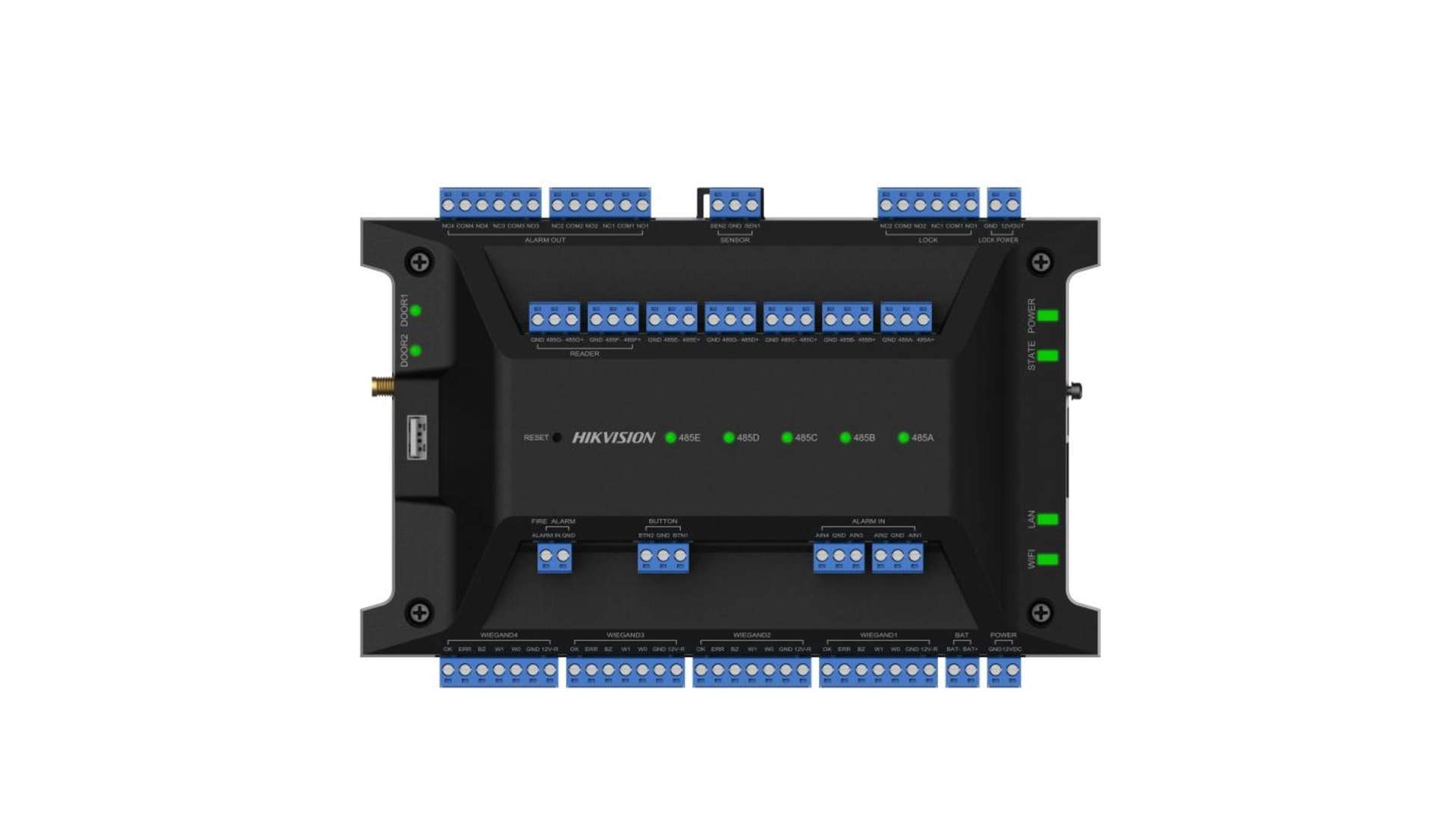 Contrôleur d'Accès 4 Portes Hikvision DS-K2704X(P) - 8 RS-485 ou 4 Wiegand IP