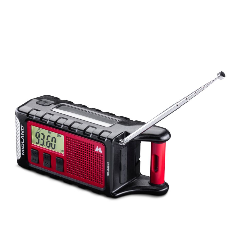 Midland ER300 PRO – Radio d'urgence Bluetooth 10 000 mAh solaire et dynamo – C1663