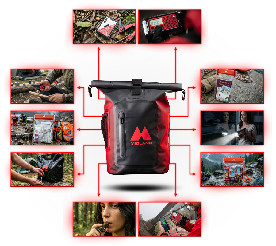Midland ER Emergency Backpack – Sac à dos d'urgence 28L avec ER300 PRO – C1726
