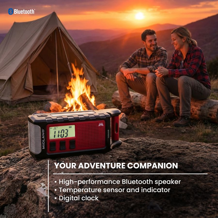 Midland ER300 PRO – Radio d'urgence Bluetooth 10 000 mAh solaire et dynamo – C1663