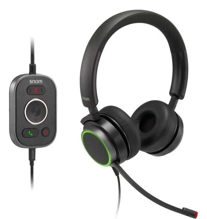 Snom A330D - Casque téléphonique duo filaire USB-A et Jack 3.5mm avec télécommande