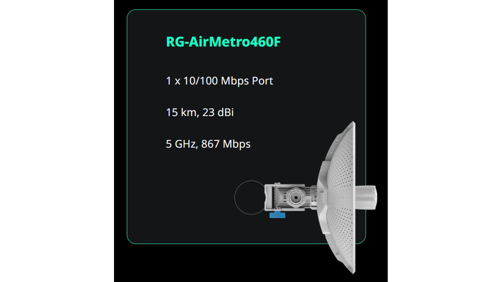 Reyee AIRMETRO460F - CPE WiFi 5GHz 23dBi pont sans fil IP65 867 Mbps PoE