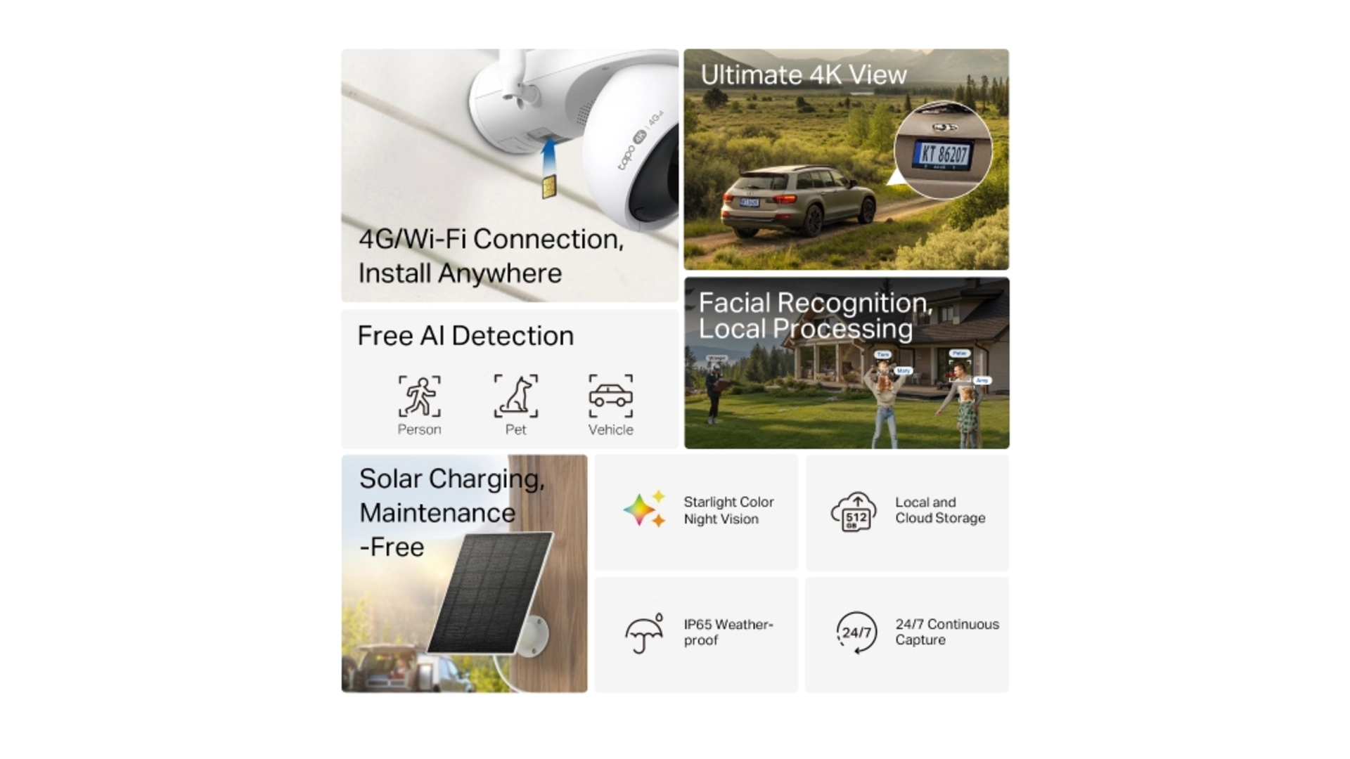 TP-Link C665G KIT - Caméra WiFi 4G solaire 4K extérieure