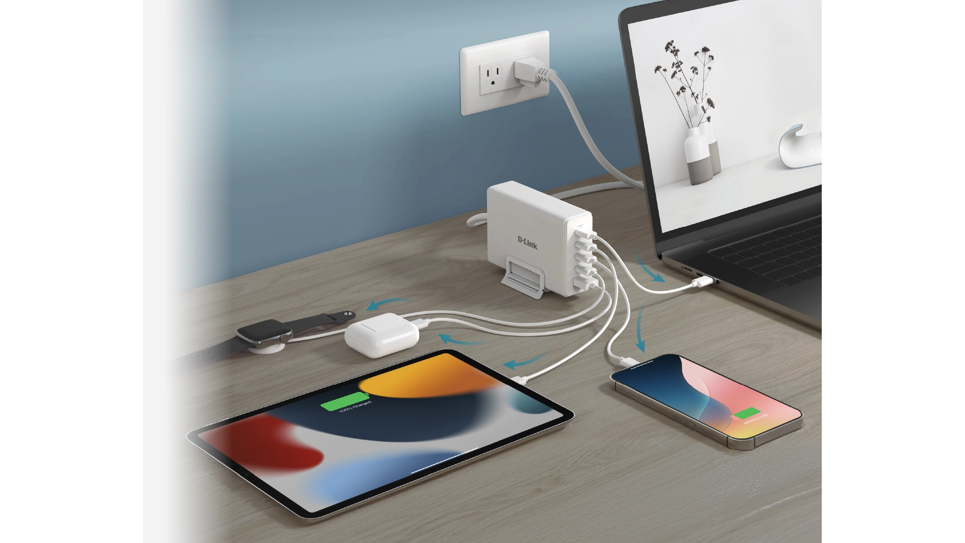 D-Link DCF-241/E - Chargeur GaN 240W, 4 ports USB-C et 1 port USB-A