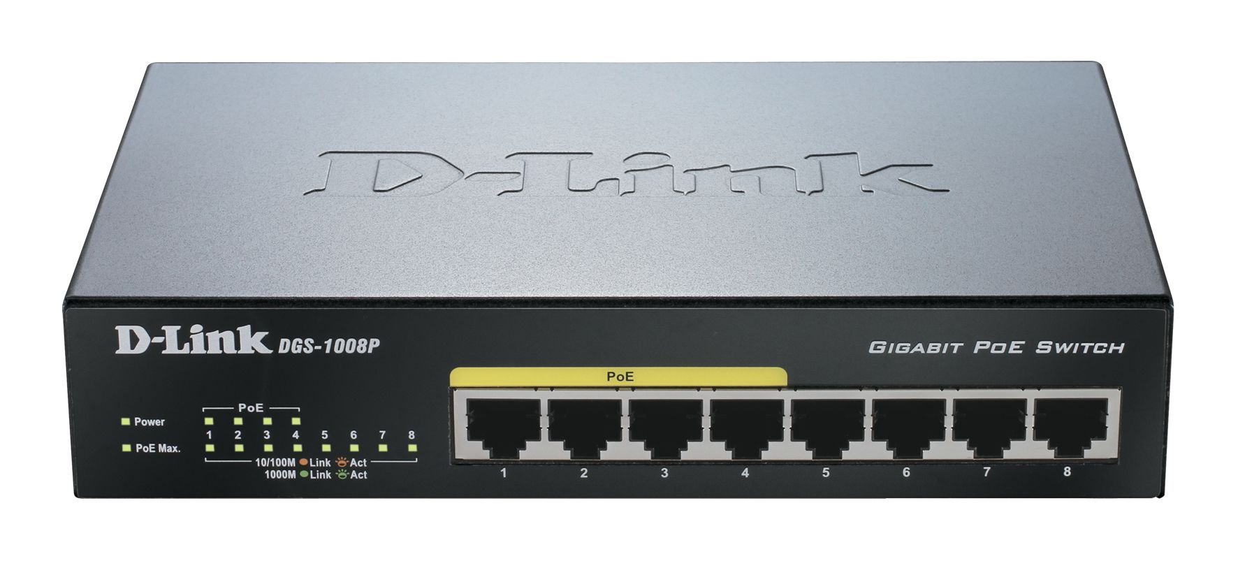 D-Link DGS-1008P - Switch 8 ports Gigabit RJ45 avec 4 ports PoE 68W