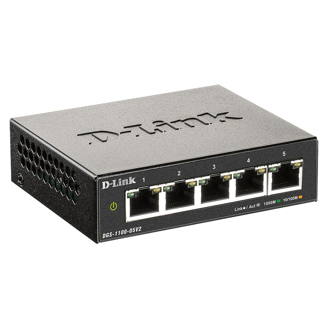 D-Link DGS-1100-05V2/E - Switch 5 ports Gigabit smart L2 manageable QoS VLAN
