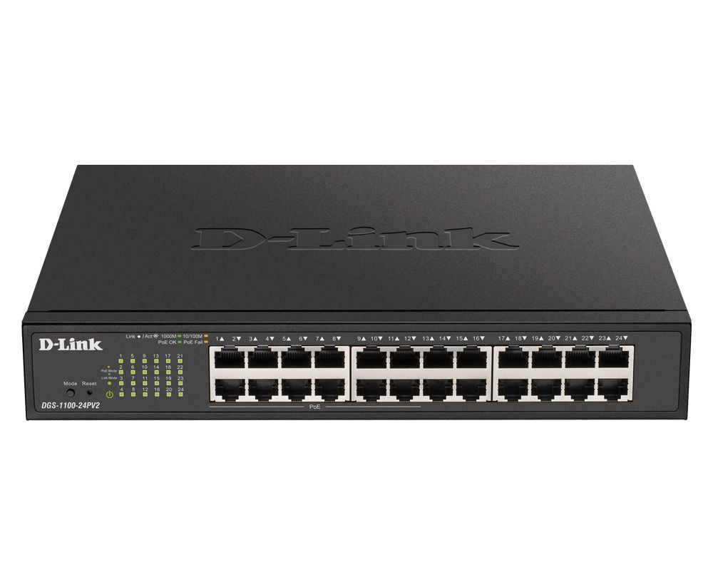 D-Link DGS-1100-24PV2/E - Switch 24 ports Gigabit L2 manageable, 12 ports PoE 100W