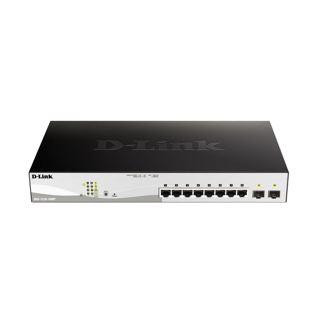 D-Link DGS-1210-10MP/E - Switch 8 ports Gigabit PoE+ 130W avec 2 SFP gérés L2