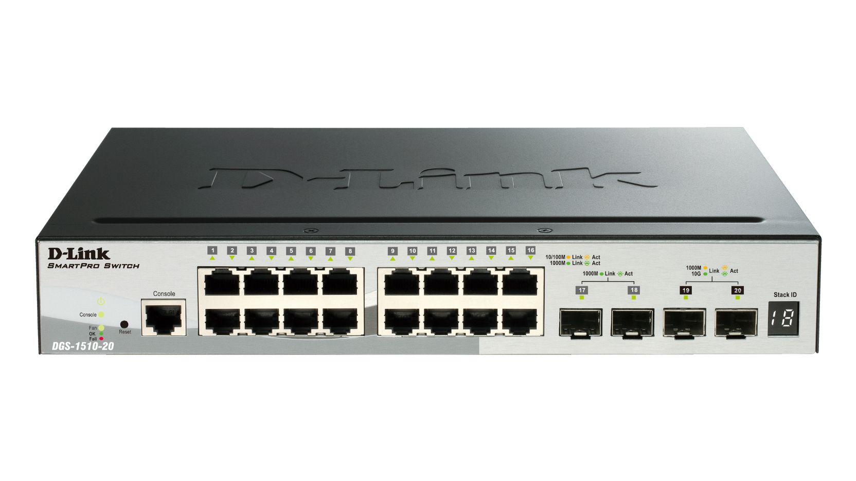 D-Link DGS-1510-20/E - Switch manageable 16 ports Gigabit + 2 SFP + 2 SFP+ niveau L2+