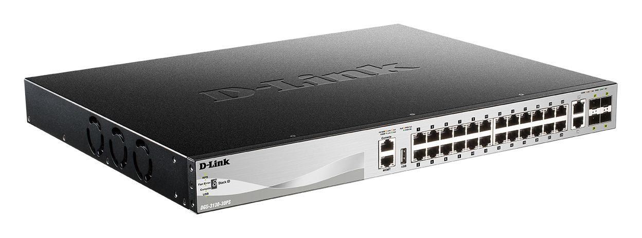 D-Link DGS-3130-30PS/E - Switch manageable L3 24 ports PoE/PoE+ 370W + 2x10GBASE-T et 4xSFP+