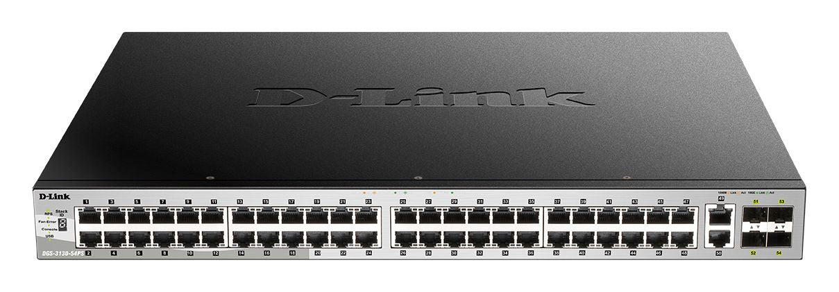 D-Link DGS-3130-54PS/E - Switch L3 manageable 48 ports PoE/PoE+ 370W + 4 SFP+