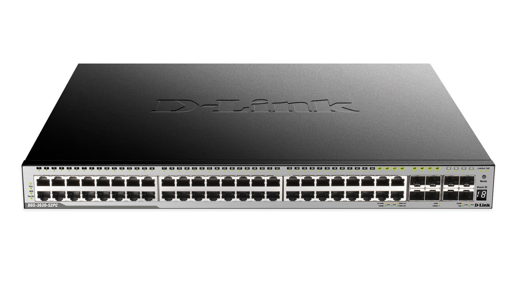 D-Link DGS-3630-52PC/SI/E - Switch L3 48 ports Gigabit PoE/PoE+ avec 4 ports 10GE SFP+