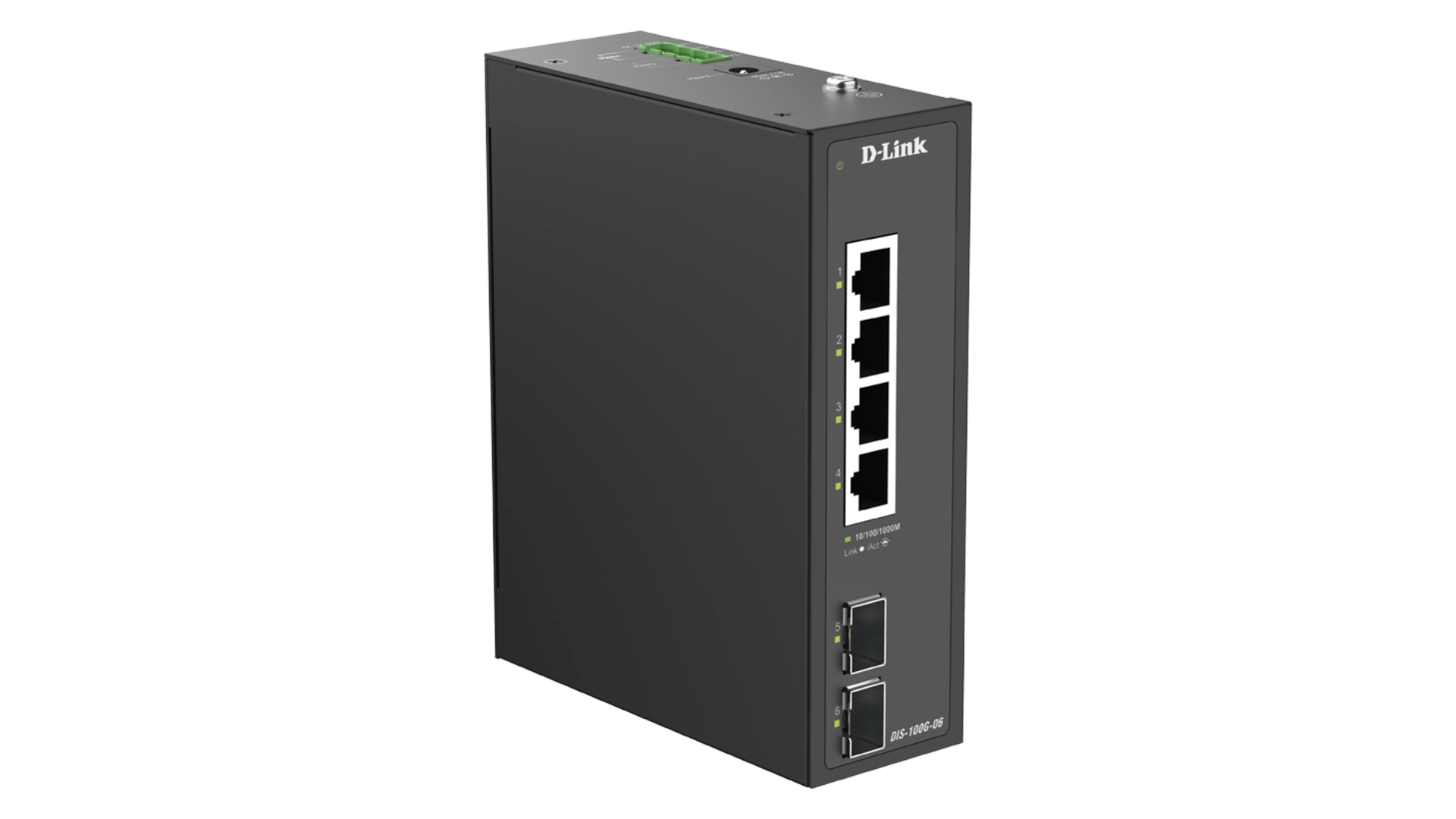 D-Link DIS-100G-06 - Switch industriel 4 ports Gigabit 2 SFP rail-DIN -40 à 75°C