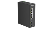 D-Link DIS-100G-06P - Switch industriel 4 ports Gigabit PoE+ 120W, 2 ports SFP, rail DIN