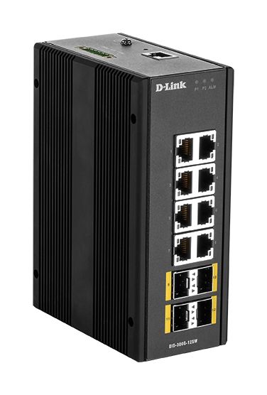 D-Link DIS-300G-12SW - Switch industriel L2 12 ports, 8 Gigabit + 4 SFP, rail-DIN