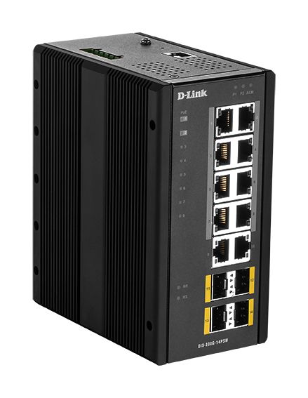 D-Link DIS-300G-14PSW - Switch PoE industriel L2 14 ports 240W, 10 Giga PoE + 4 SFP