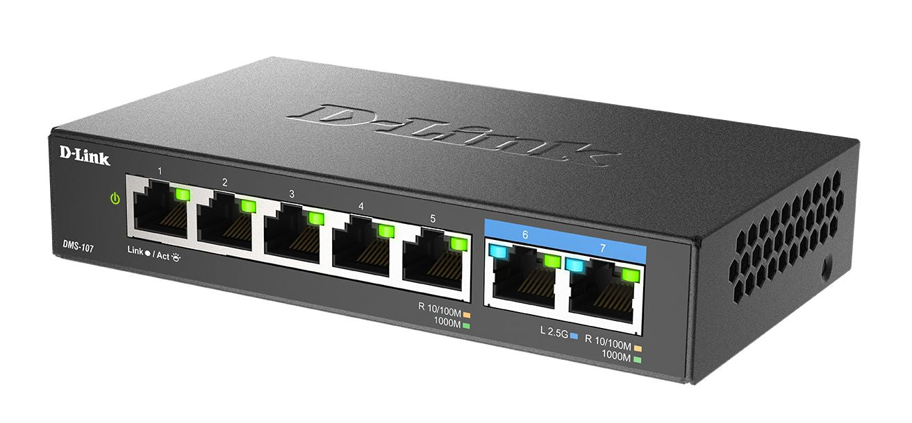 D-Link DMS-107/E - Switch 7 ports multigigabit, 5 x Gigabit et 2 x 2,5 Gbps