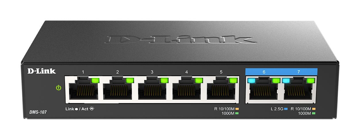 D-Link DMS-107/E - Switch 7 ports multigigabit, 5 x Gigabit et 2 x 2,5 Gbps