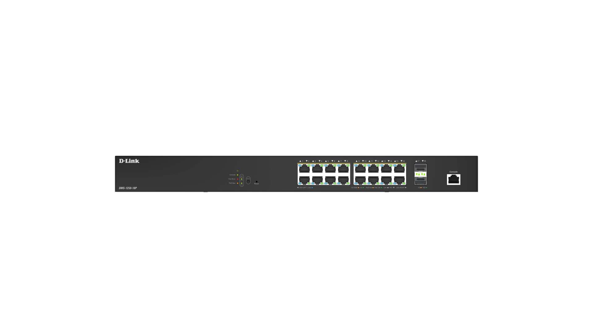 D-Link DMS-1250-18P/E - Switch Smart+ L2+ 16 ports 2,5 GbE PoE++ 240 W avec 2 ports 10 GbE SFP+