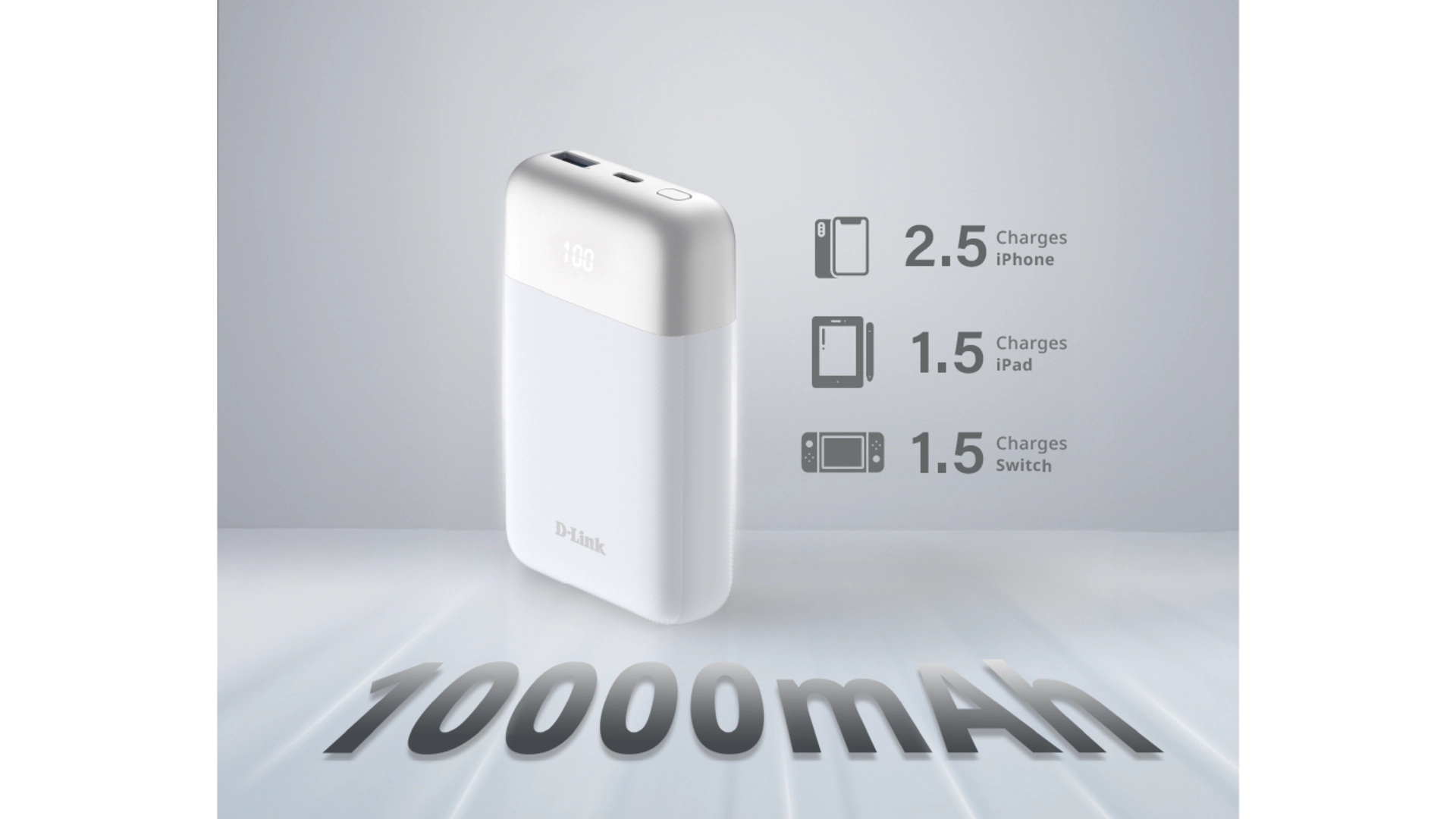 D-Link DPP-101 - Batterie externe 10 000 mAh USB-C 18W et USB-A 15W