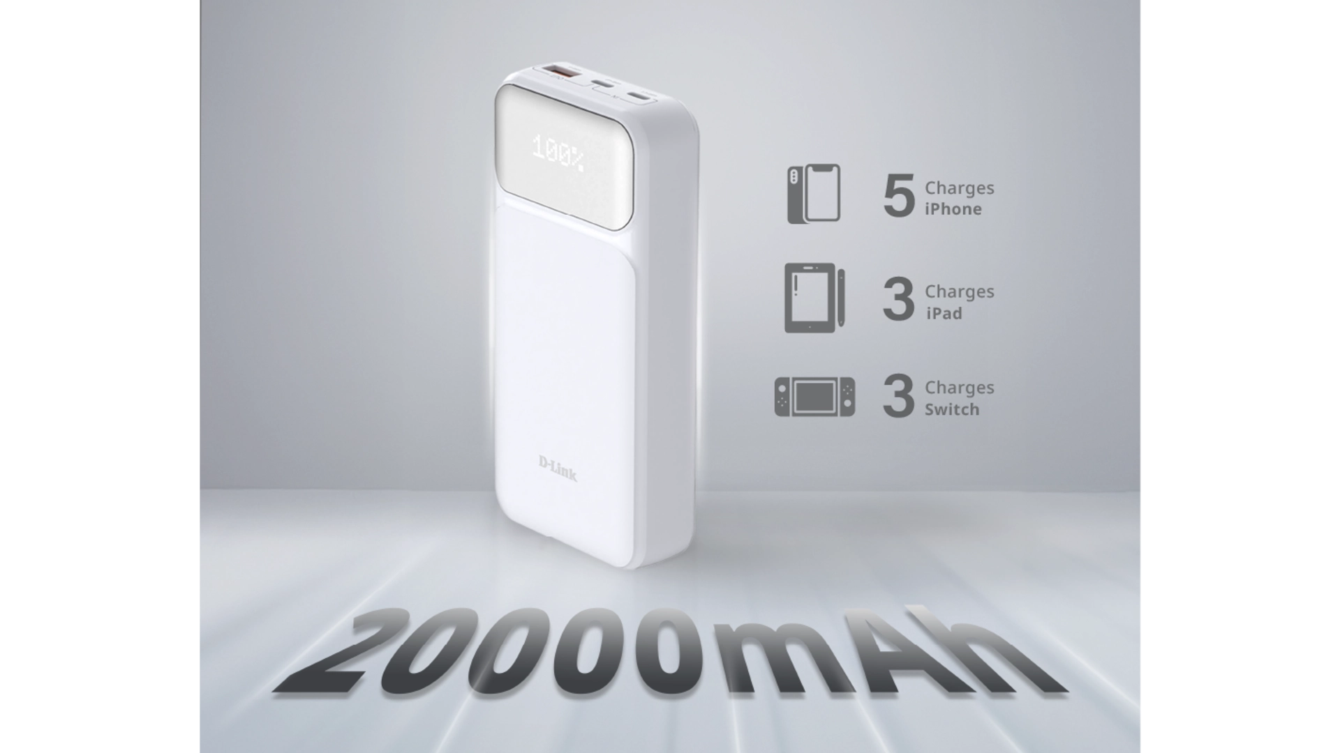 D-Link DPP-201 - Batterie externe 20 000 mAh 2 USB-C 65W et USB-A 22.5W