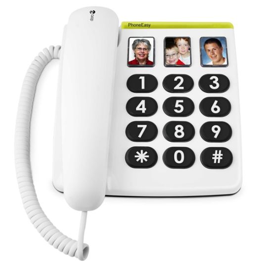 Doro PhoneEasy 331ph – Téléphone analogique touches larges avec mémoires photo – 4628