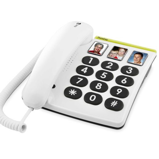 Doro PhoneEasy 331ph – Téléphone analogique touches larges avec mémoires photo – 4628