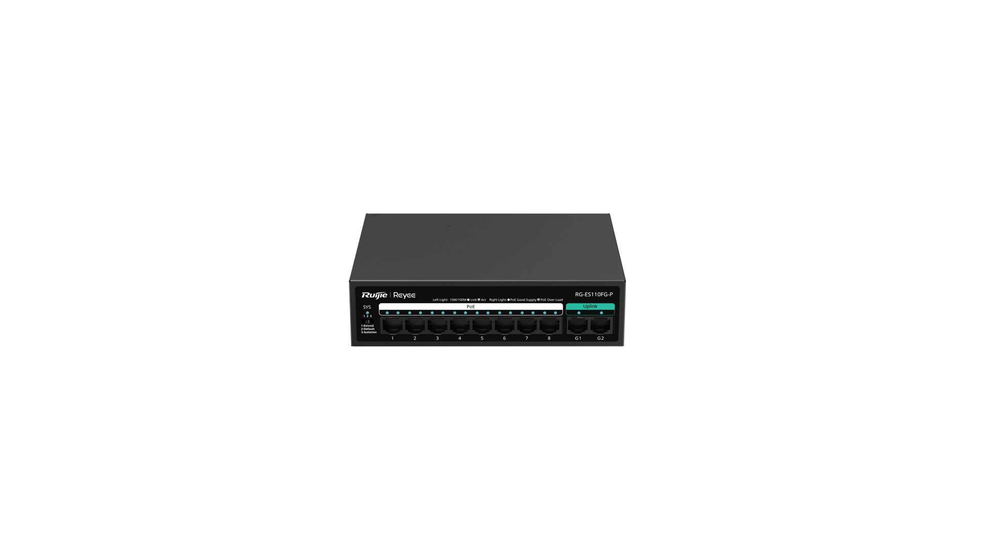 Reyee ES110FG-P - Switch 8 ports PoE/PoE+ 100 Mbps + 2 uplink 1000 Mbps