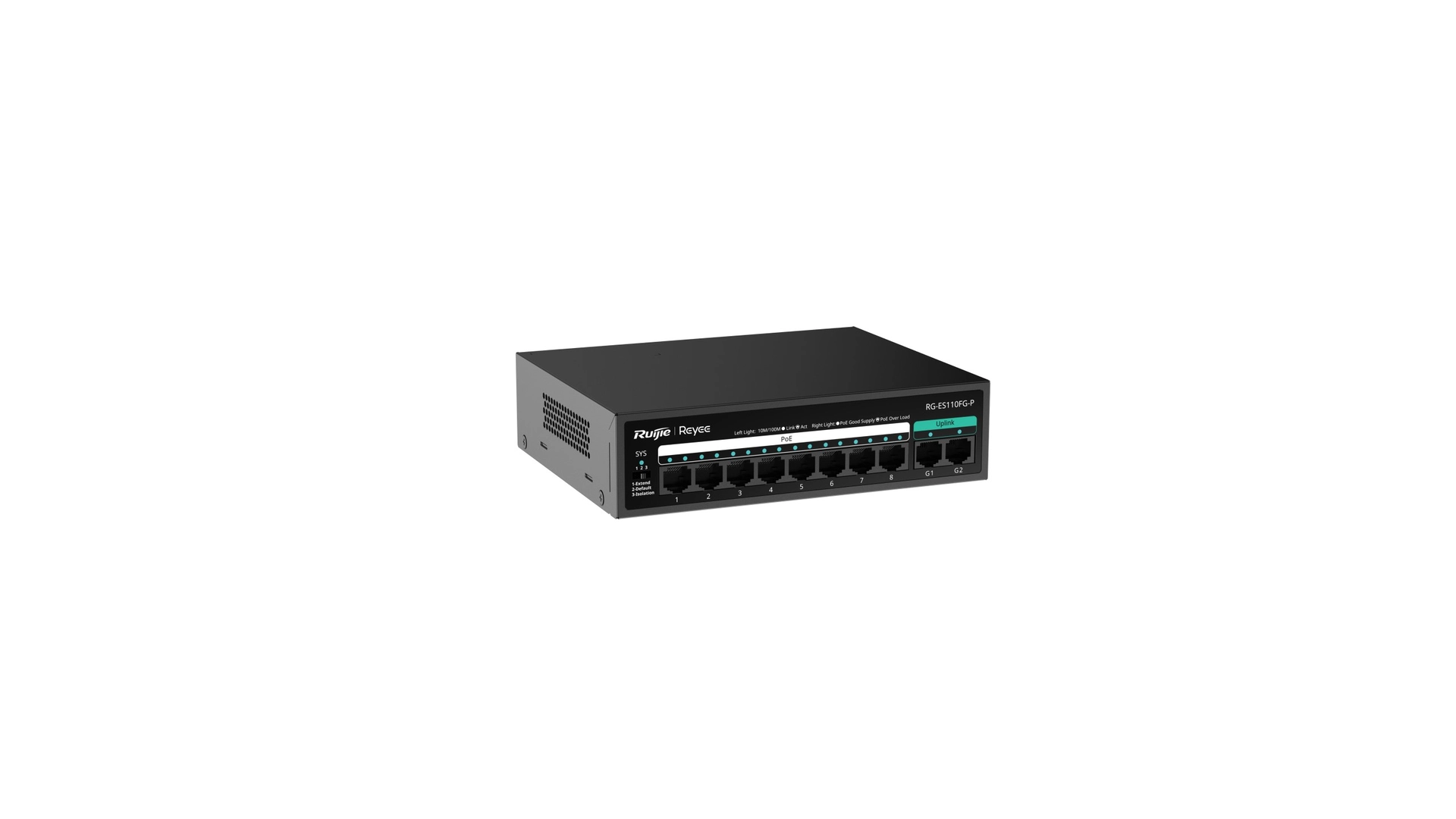 Reyee ES110FG-P - Switch 8 ports PoE/PoE+ 100 Mbps + 2 uplink 1000 Mbps
