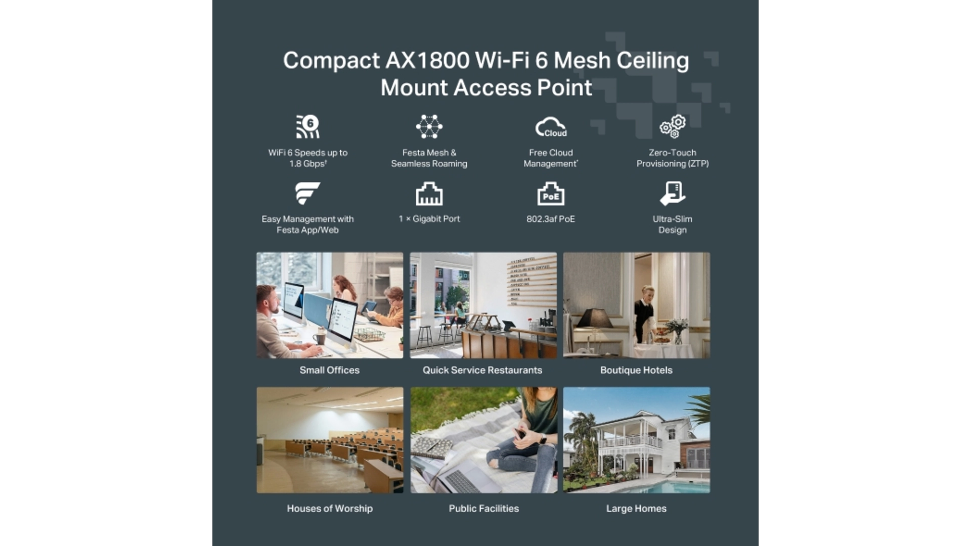 TP-Link F61 - Point d'accès WiFi 6 AX1800 plafond Mesh