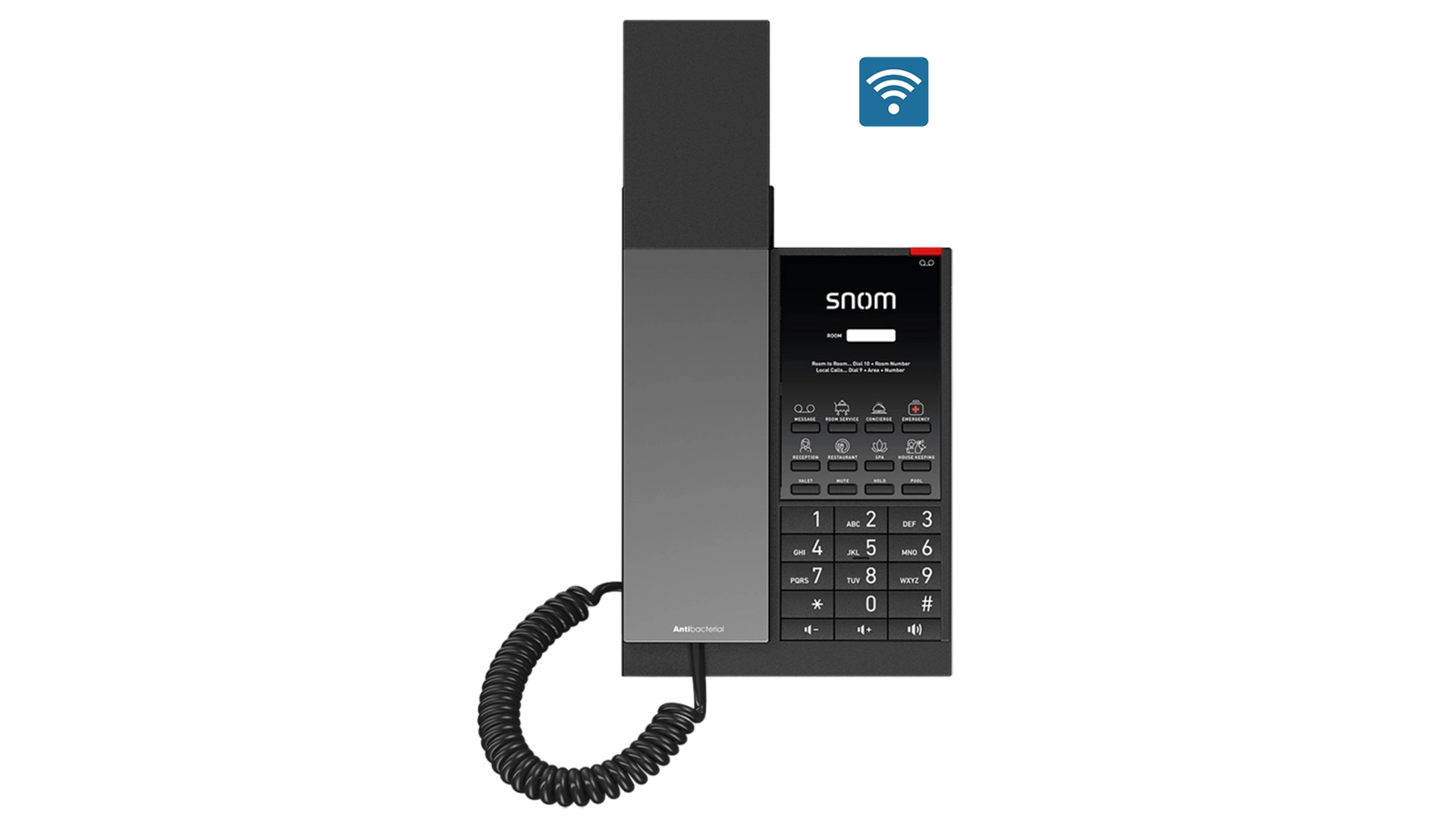 Snom HD350W - Téléphone SIP 1 compte PoE WiFi 8 touches antibactérien hôtel