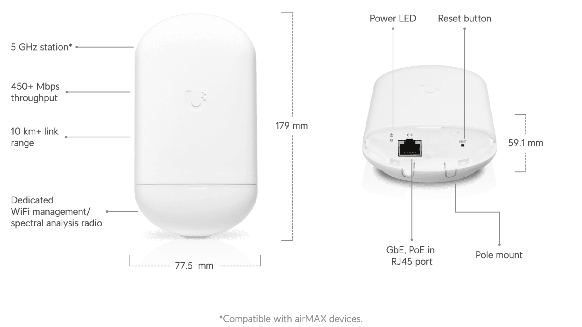 Ubiquiti LOCO5AC-5 - Point d'accès WiFi 5 GHz extérieur