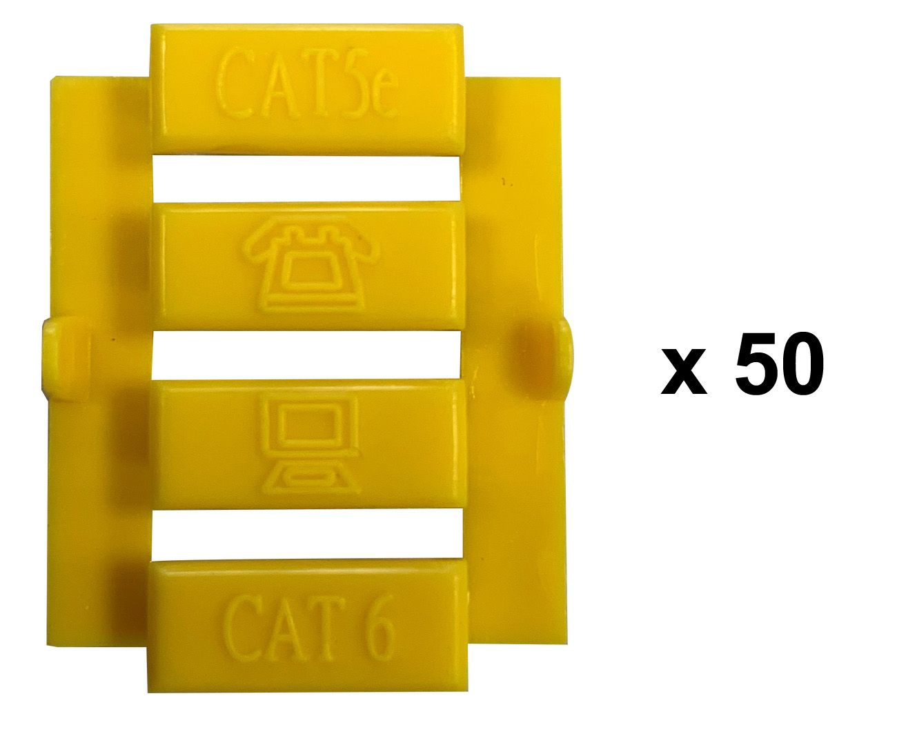 Lot de 50 Inserts Jaunes NGC155x - Repérage Connectique Réseau