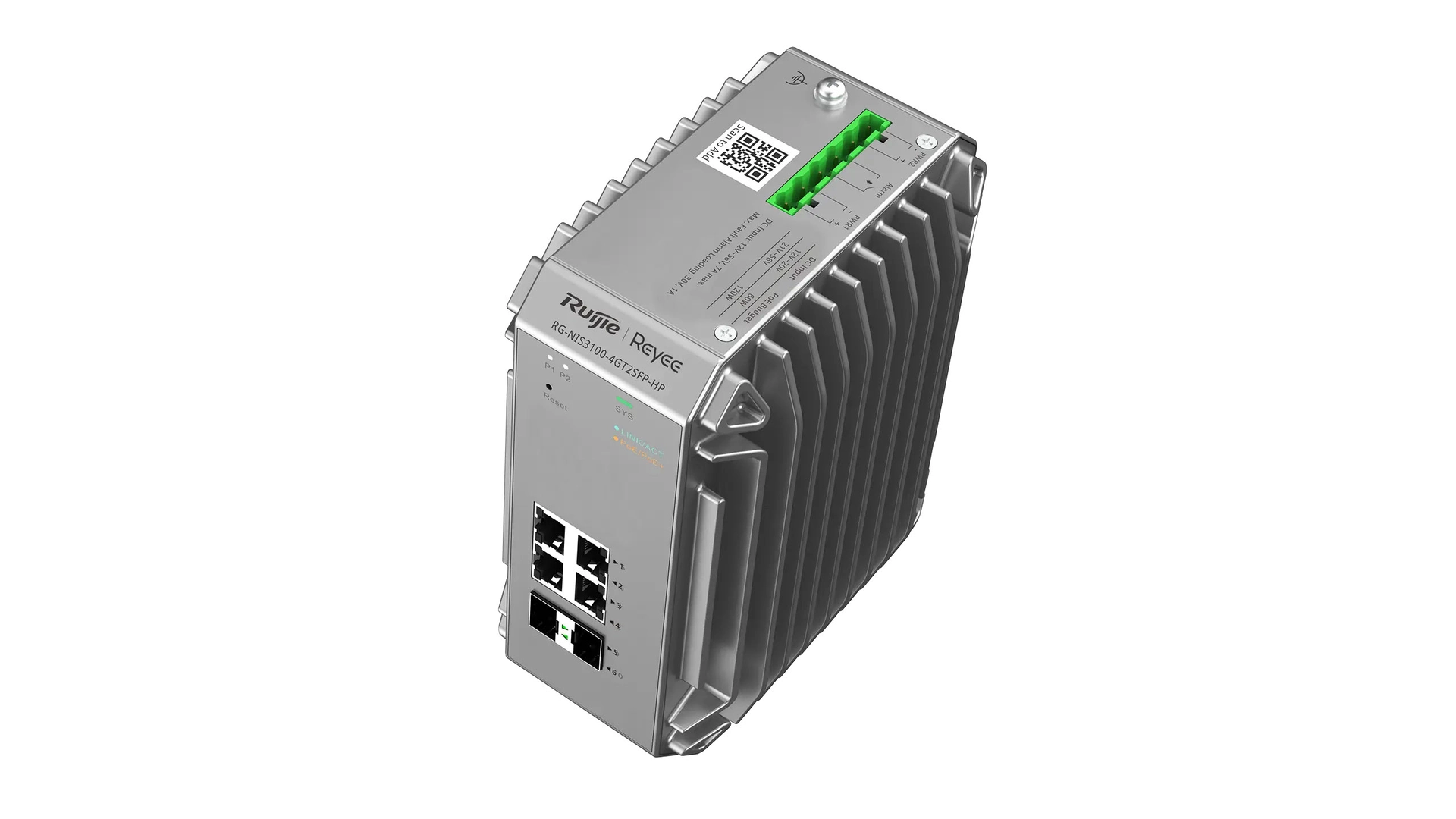 Reyee NIS3100-4GT2SFP-HP - Switch L2 industriel 4 ports PoE+ 2 SFP