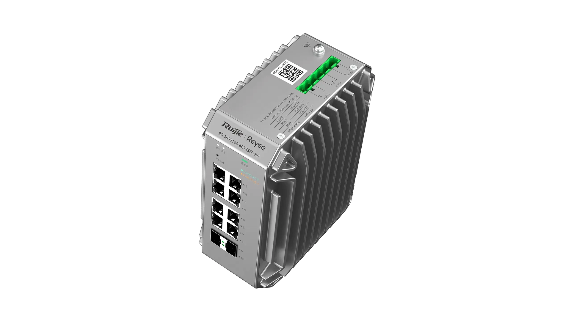 Reyee NIS3100-8GT2SFP-HP - Switch L2 industriel 8 ports PoE+ Gigabit 240W