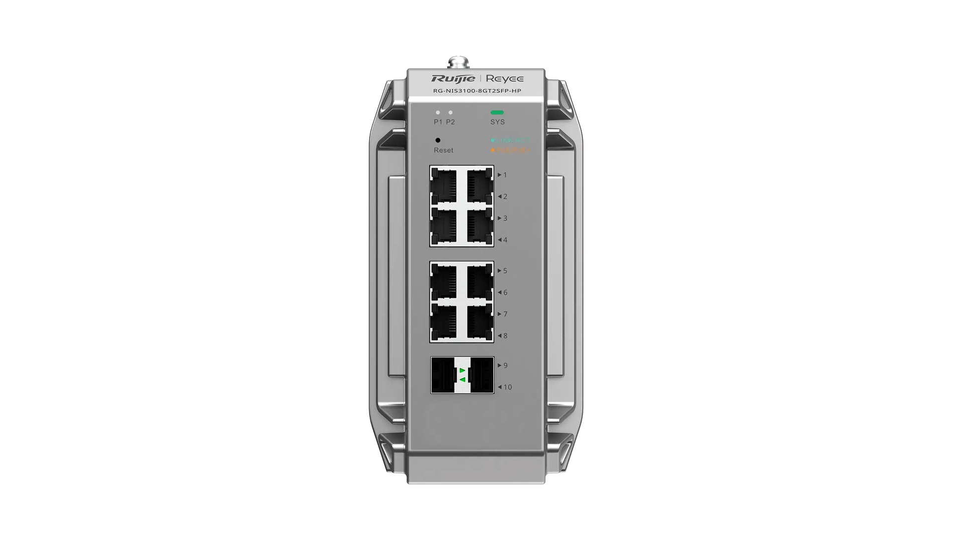 Reyee NIS3100-8GT2SFP-HP - Switch L2 industriel 8 ports PoE+ Gigabit 240W