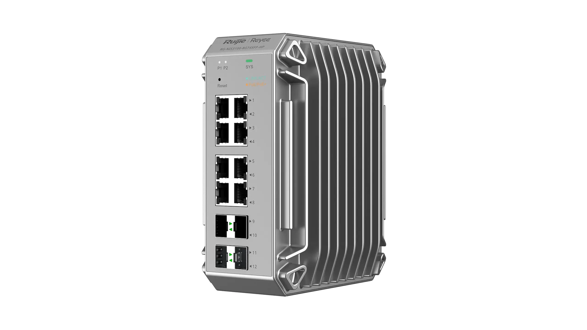 Reyee NIS3100-8GT4SFP-HP - Switch L2 industriel 8 ports PoE+ Gigabit 4 SFP