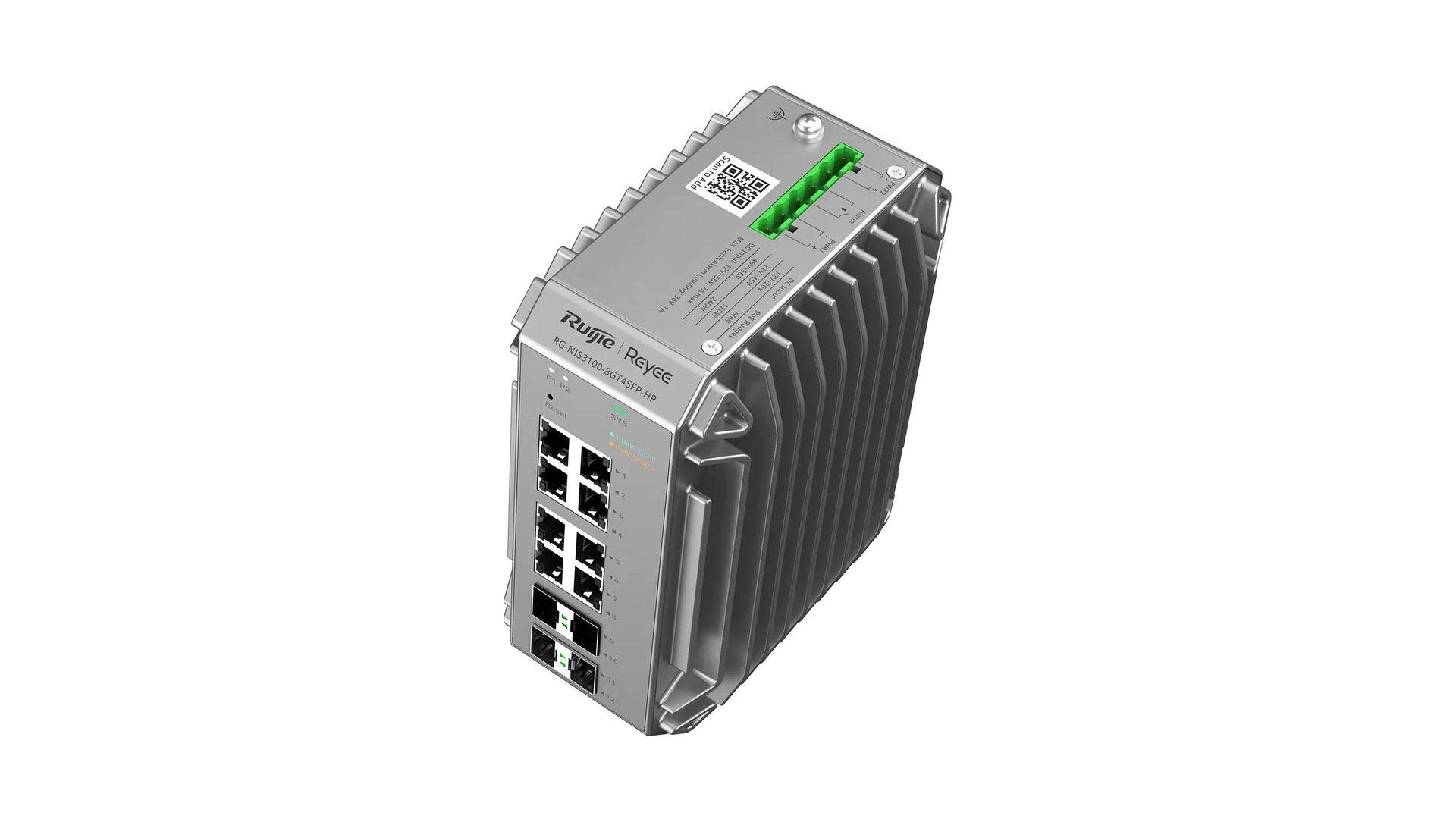 Reyee NIS3100-8GT4SFP-HP - Switch L2 industriel 8 ports PoE+ Gigabit 4 SFP