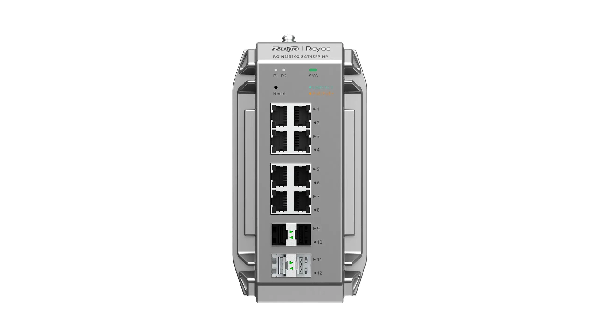 Reyee NIS3100-8GT4SFP-HP - Switch L2 industriel 8 ports PoE+ Gigabit 4 SFP