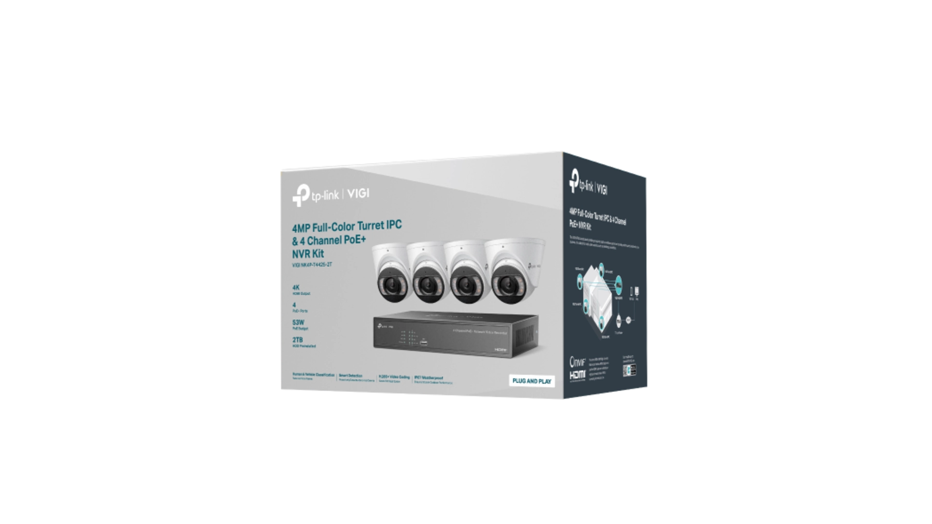 TP-Link NK4P-T4425-2T - Kit NVR WiFi 4 caméras Turret 4MP 2To