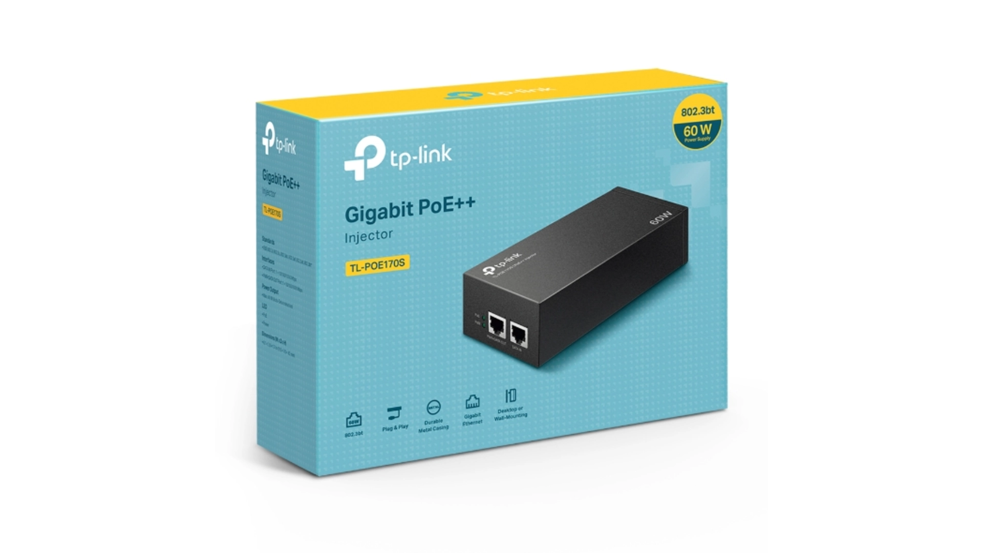 TP-Link POE170S - Injecteur PoE+ 2 ports Gigabit 60W 802.3at