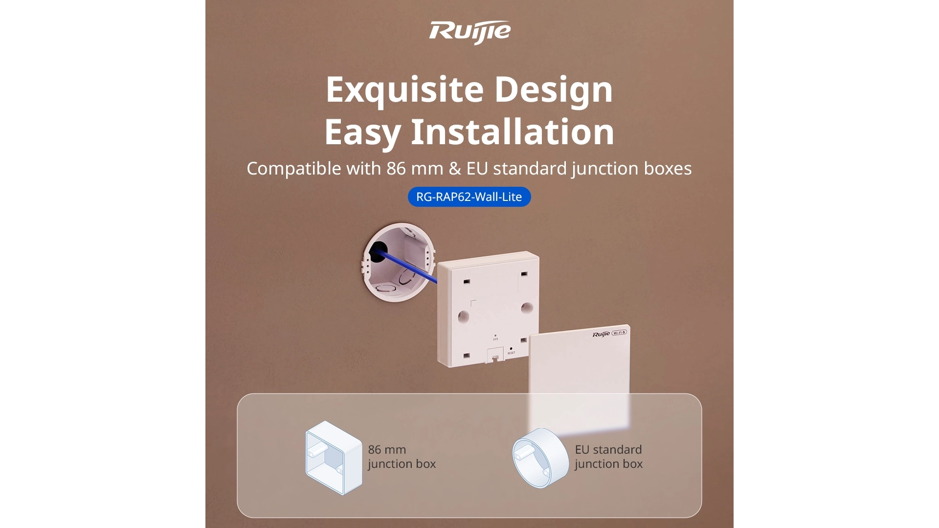 Reyee RAP62-WALL-LITE - Point d'accès WiFi 6 dual-band mural PoE Reyee Cloud