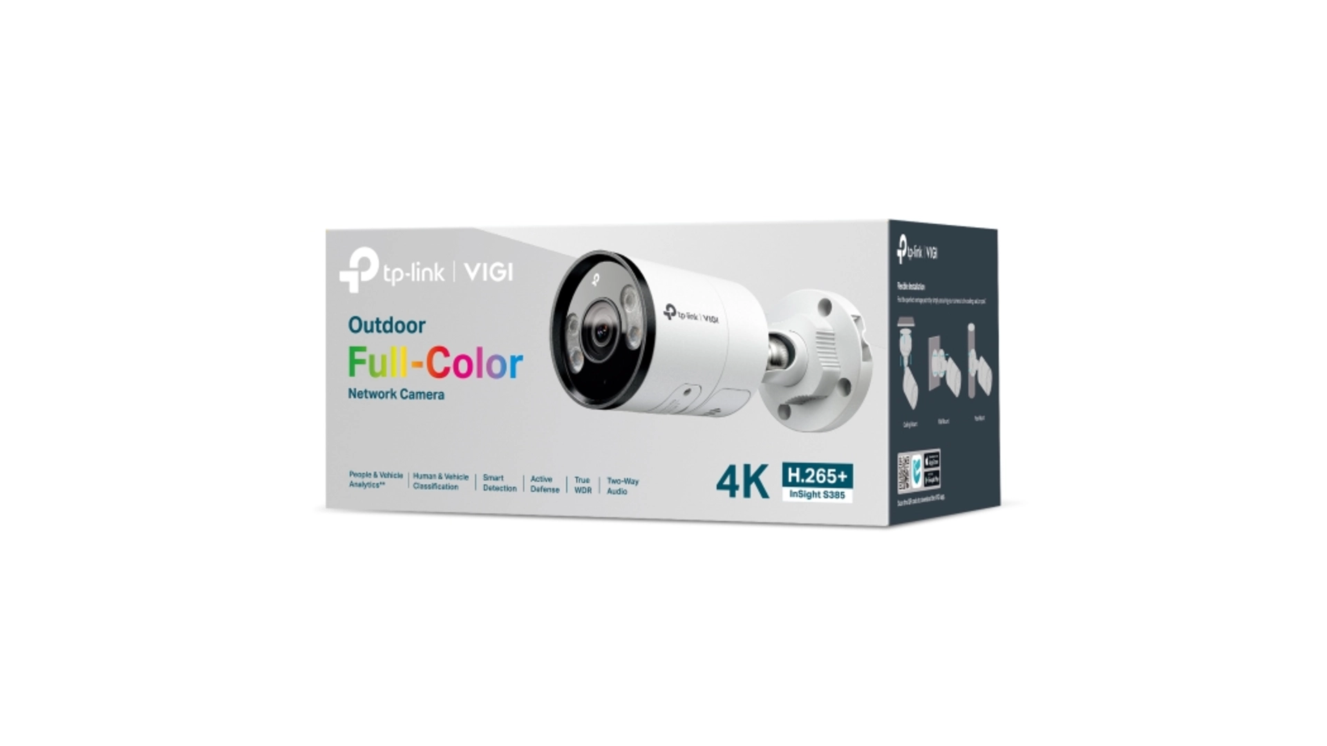 TP-Link S385 - Caméra Bullet 8MP Full Color IA IR LED Blanc Audio