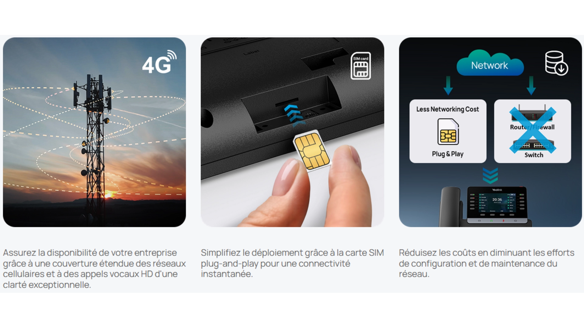 Yealink T74LTE - Poste filaire 4G WIFI SIP, emplacement pour carte nano sim 4