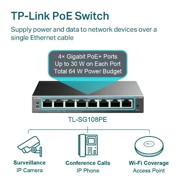 TP-Link SG108PE - Switch 8 ports Gigabit PoE+