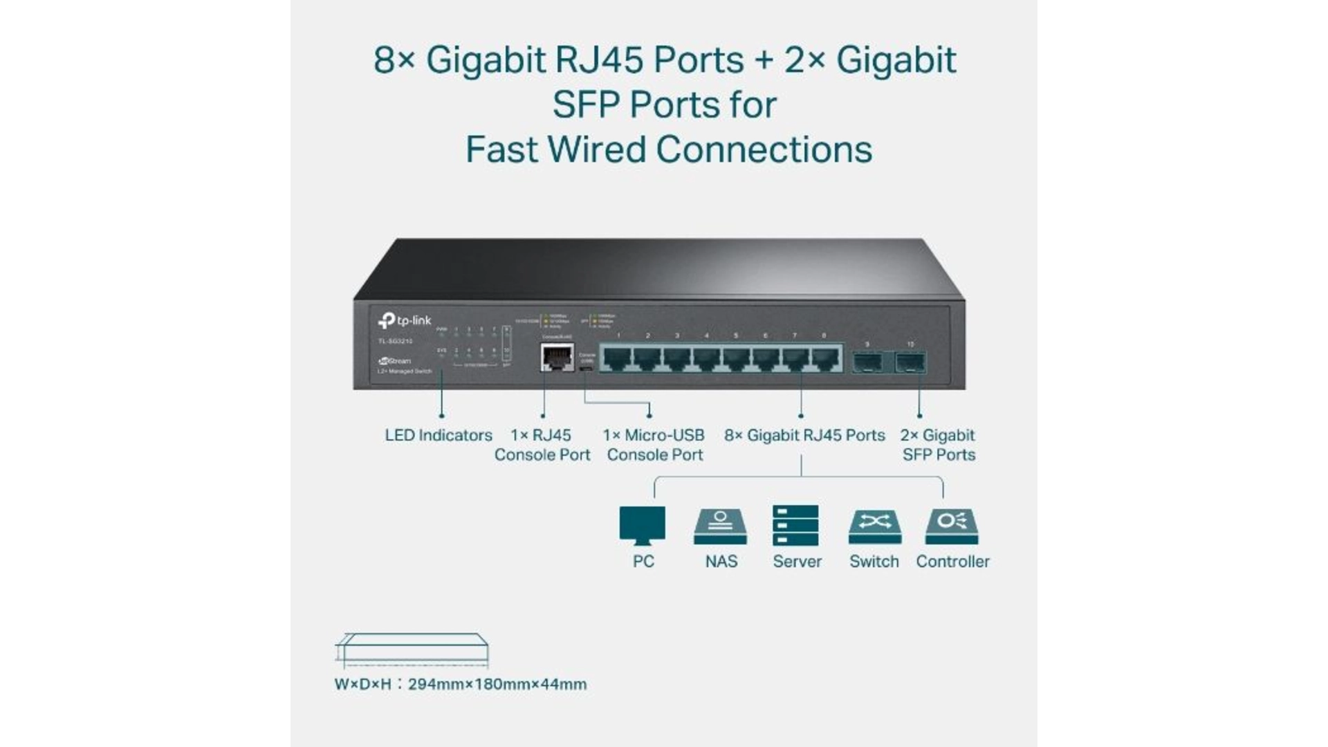 TP-Link SG3210 - Switch 8 ports Gigabit L2 manageable avec SFP