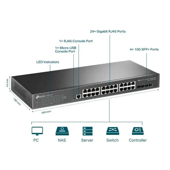 TP-Link SG3428X - Switch 24 ports Gigabit + 4 SFP+ L2 Omada